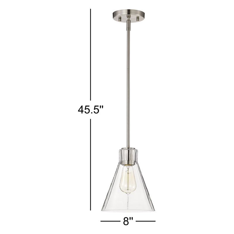 Luminaire suspendu 1 lumière Anine Gianna, Nickel brossé, H 9,5 po x l 8 po x P 8 po