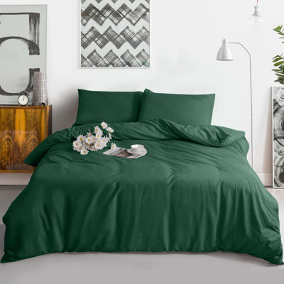 Soft Dyed Microfiber Duvet Cover Set with Matching Pillowcases Breathable Fitted Sheet Bedding Set