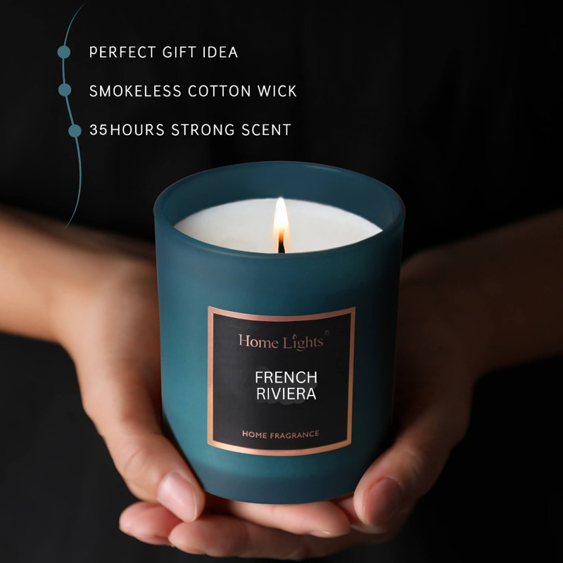 French Riviera Scented Jar Candle with Glass Holder