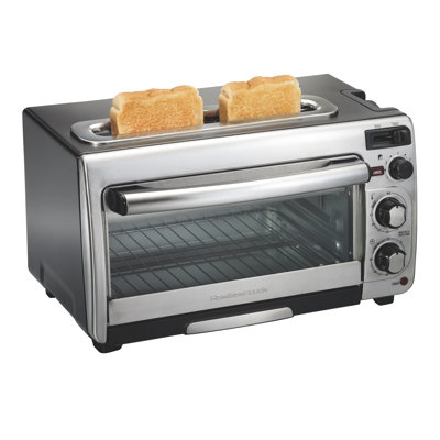  Hamilton Beach 2-in-1 Oven & Toaster, Holds a 9" Pizza or 3/4 Lb. of Fries, Stainless Steel Exterior, 31156G