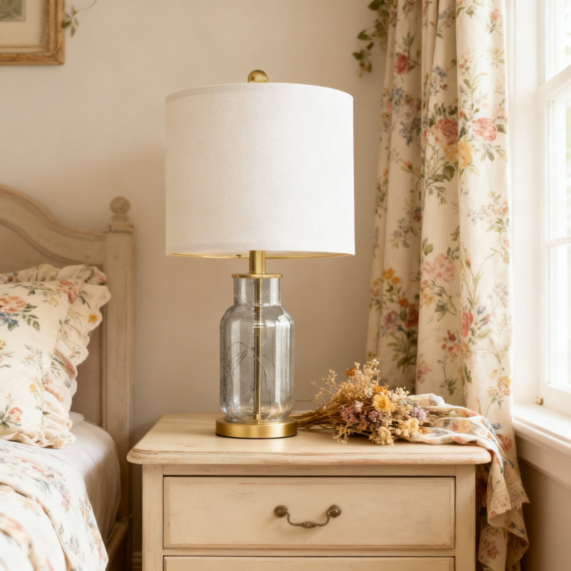 Ensemble de 2 lampes de table en verre de 22 pouces avec veilleuse à DEL et ports de charge USB, éclairage de chevet moderne pour le salon, la chambre à coucher et le bureau