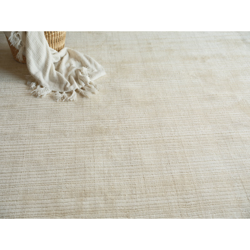 Cavallo Modern handloomed Nylon/Wool Beige Area Rug, Rectangle 6' x 9', Beige