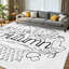 Tapis intérieur orange lavable à la machine, motif esquisse d'automne à lignes blanches-485197174