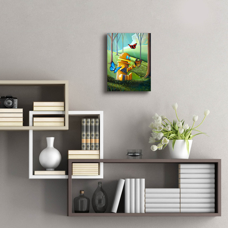 «Bot and the Butterflies» par Cindy Thornton, art en verre acrylique Wal, H 16 po x l 12 po x P 0,13 po