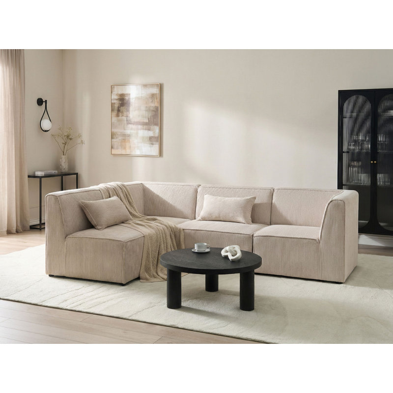 Bertwin 4 Seater Corduroy Corner Sofa, Right Hand Facing, Beige