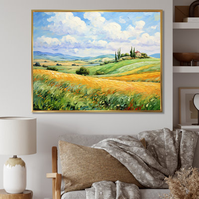 Vangogh Rolling Hills I Framed On Canvas by Vincent Van Gogh Painting