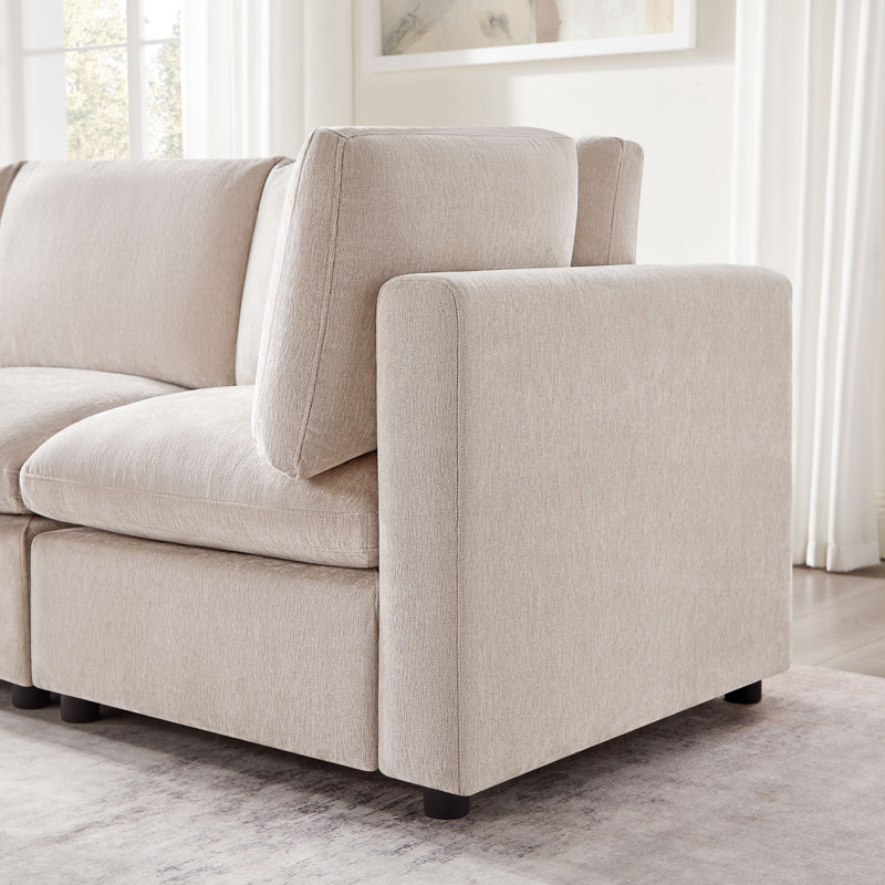 Canapé modulaire rembourré 6 pièces Zariza, Mélange de polyester naturel