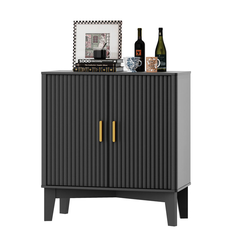 Adjustable Shelf Large-Capacity Multi-Function Storage Cabinet with Anti-Tip Design, Black