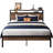 Full Bed Frame with Headboard, Walnut Wood Finish, Strong Metal Supports, Sturdy, Noise-Free, No Box Spring Needed-677546488-696373653