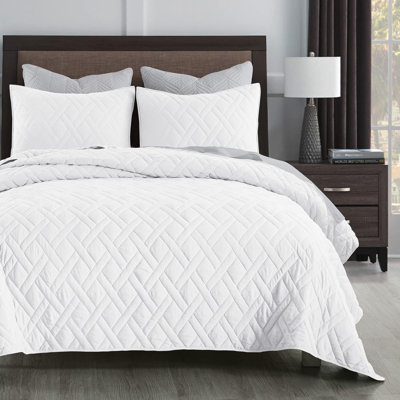 Ensemble de courtepointe, motif géométrique à point géométrique classique, couvre-lit léger en microfibre ultra doux pour toutes les saisons, 2 pièces comprenant 1 courtepointe et 1 taie décorative