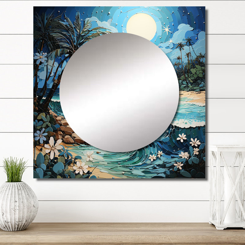 Geirlaugur - Palms & Palm Trees Large Square Mirror For Wall Art Decor, 23" x 23"