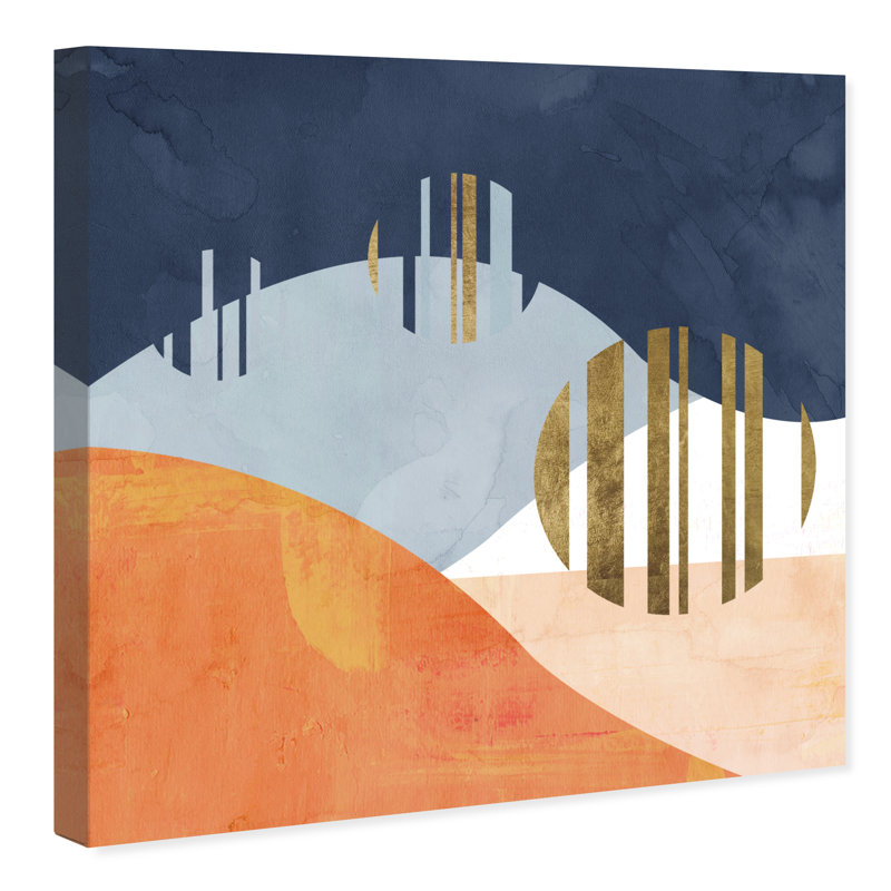 " Abstract The Desert Night, Modern & Contemporary Orange ", 20" H x 20" W x 1.5" D, Wrapped Canvas