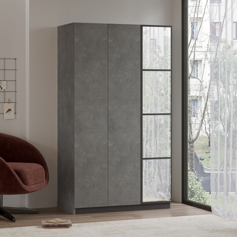 Haerr 2 Door Manufactured Wood Wardrobe, Grey