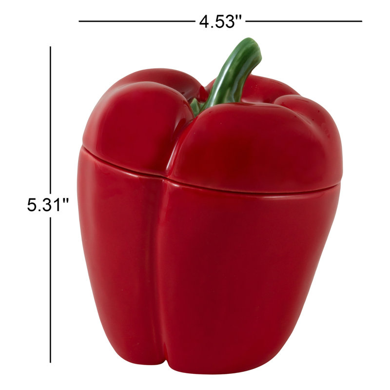 Pepper Decorative Bowl, 5.31" H x 4.5" W x 4.5" D, Red