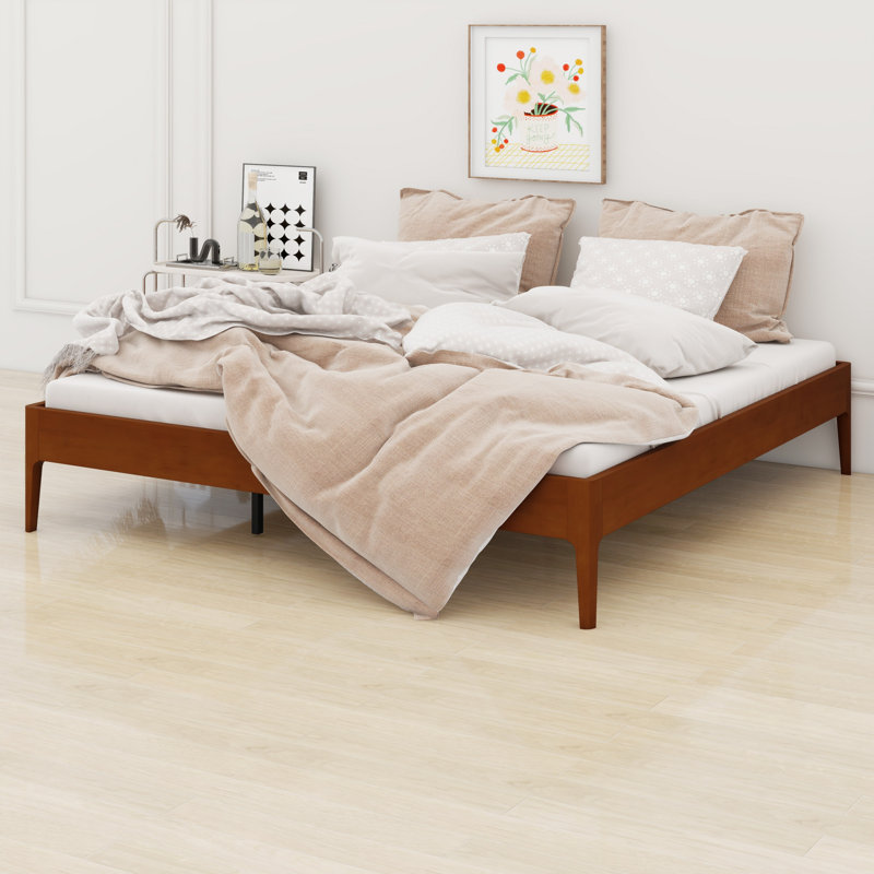 Simple & Modern Wood Platform Bed Frame with Stable Support System, Brown