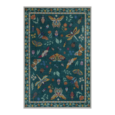 Insect Print Washable Rugs for Living Room Ultra-Thin Non-Slip Modern Bedroom Large Carpet