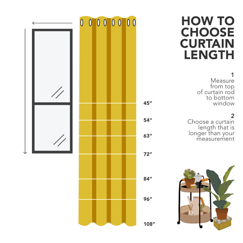 Borunda Room Darkening Curtain Single Panel, 51" W x 53" L, Mellow Yellow