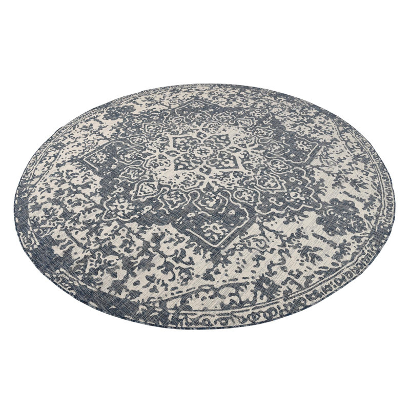Outdoor Destiny Area Rug Bone Color, Round 10'8"