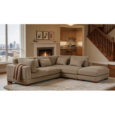 Beeston 107" Wide Left Hand Facing Sofa and Chaise with Ottoman