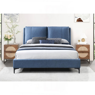 Upholstered Blue King Bed
