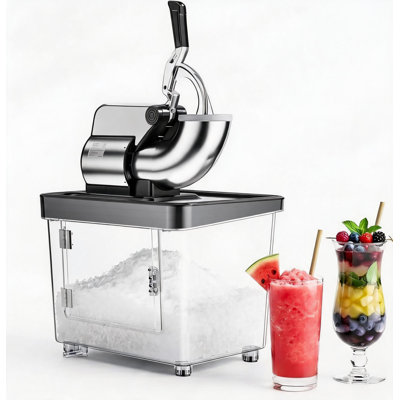 Broyeur à glace commercial, machine à neige électrique de 350 W avec 4 pales en acier inoxydable, 2000 tr / min, trémie de 8,98 gallons, interrupteur de sécurité pour la maison, les restaurants, les bars, noir