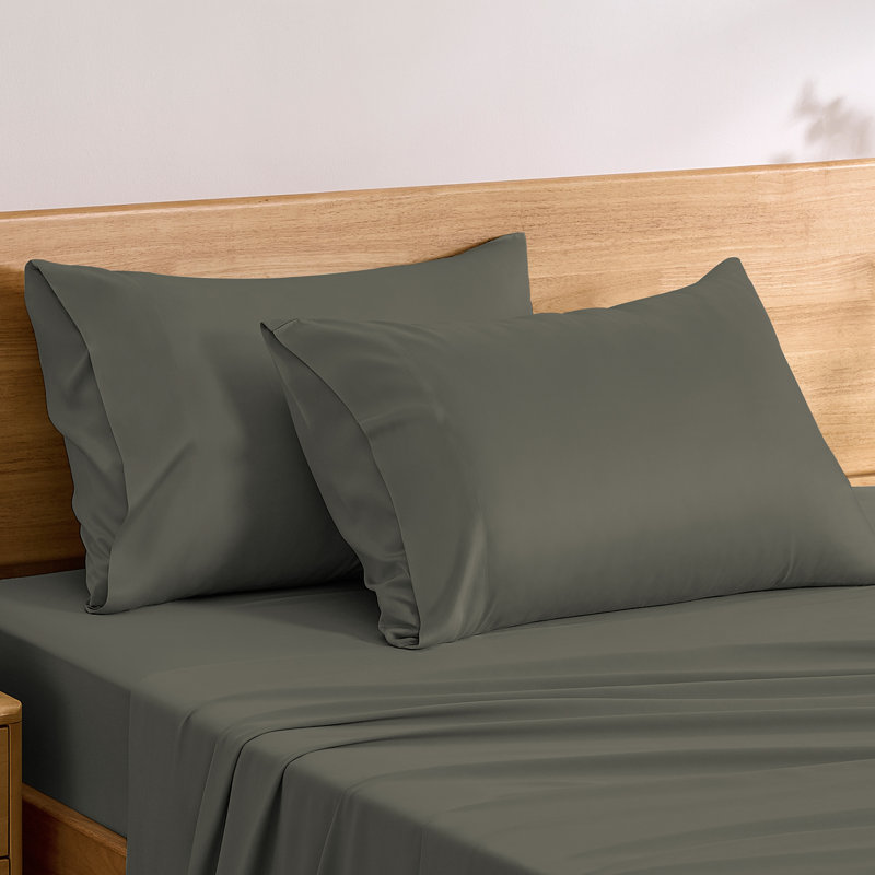 TOSMO Bamboo Viscose Pillow Case 2 Pack Breathable & Cooling, Charcoal Gray, California King Pillowcase Pack