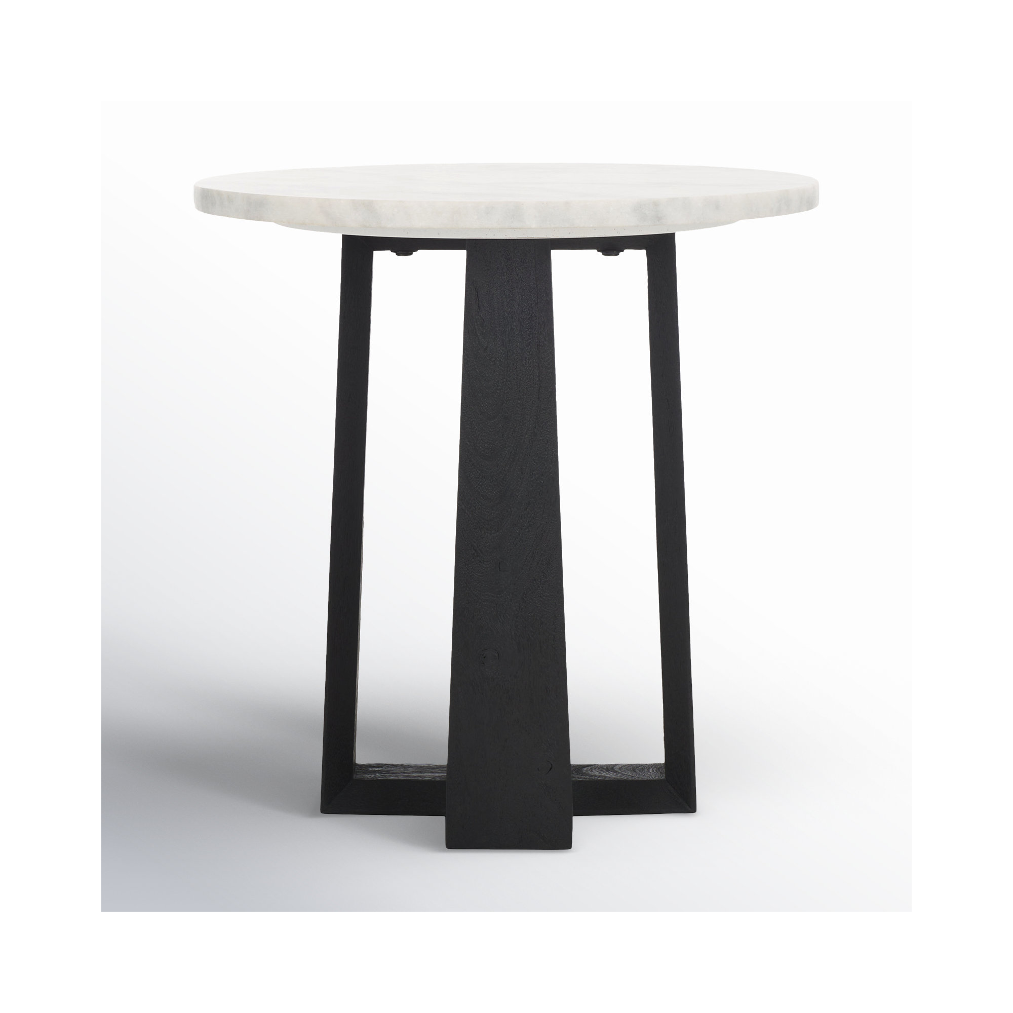 Baudelaire End Table, White Gray Marble, Black