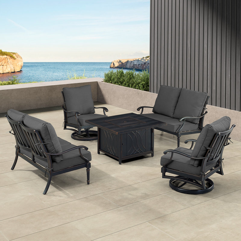 Paightyn Outdoor 5 - Piece Conversation Set, Black