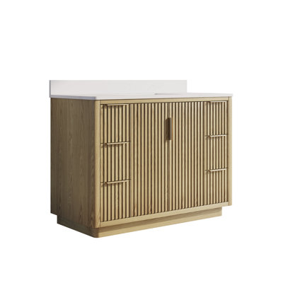 Marcel 48" Solid Wood Single Bathroom Vanity With Carrera White Quartz Top 