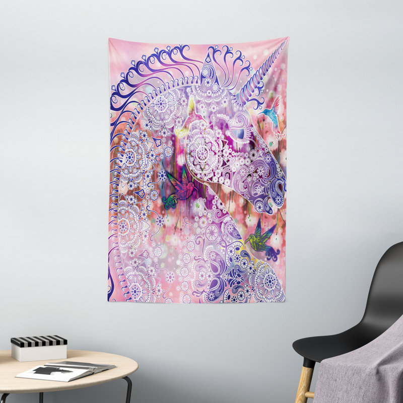 Tapisserie en polyester licorne, H 60 po x l 40 po