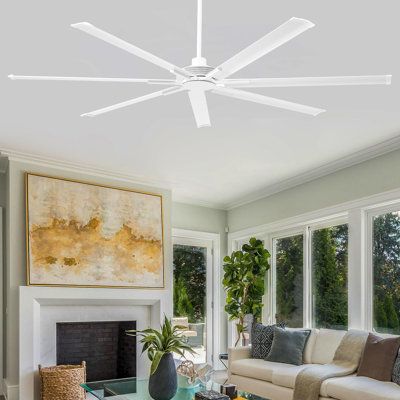 84" Industrial Extra Large Aluminum Blades HVLS Commercial Ceiling Fan with Remote Control, 6-Speed Reversible DC Motor Ceiling Fan without Light for Warehouse/Garage/Shop/Gym