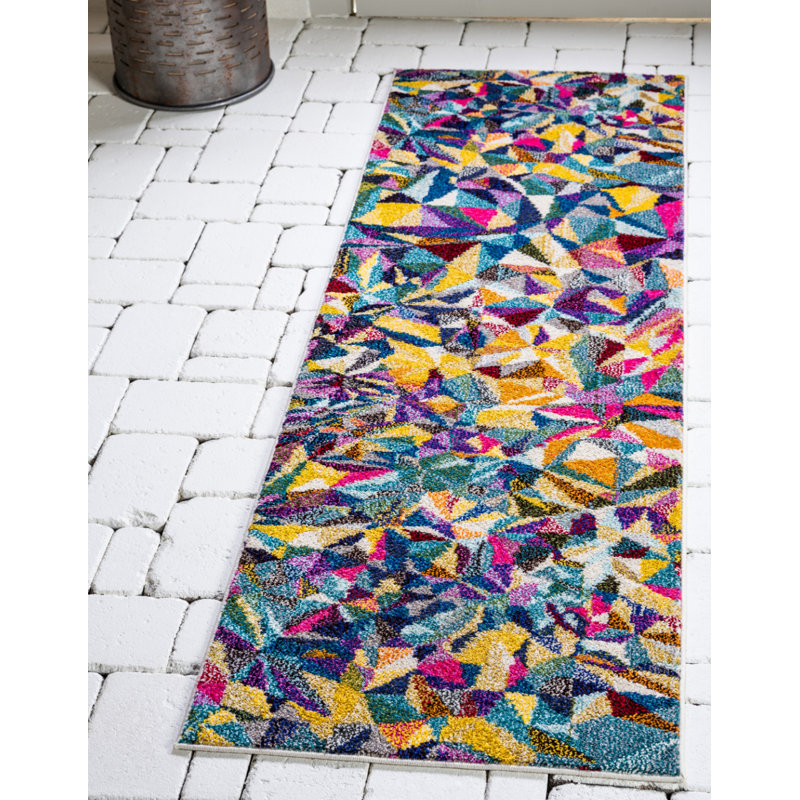 Jesusa Washable Geometric Indoor Rug, Runner 2'2" x 6'9"