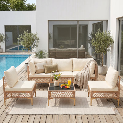 Wicker 5 - Person Patio Conversation Set with Cushions