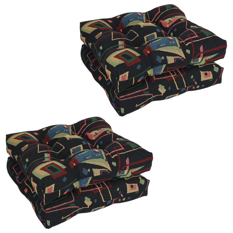 19-Inch Square Tapestry Tufted Dining Chair Cushions (Set Of 4)