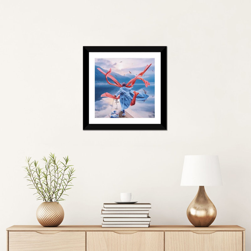 « Hokusai » par Hobopeeba-reproduction de photo, Blanc, H 16 po x l 16 po x p 1 po, Papier encadré noir