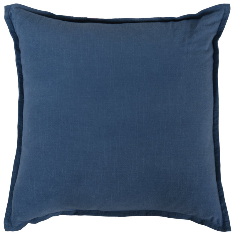 100% Cotton Poly Filled Throw Pillow, Blue, Poly Fill
