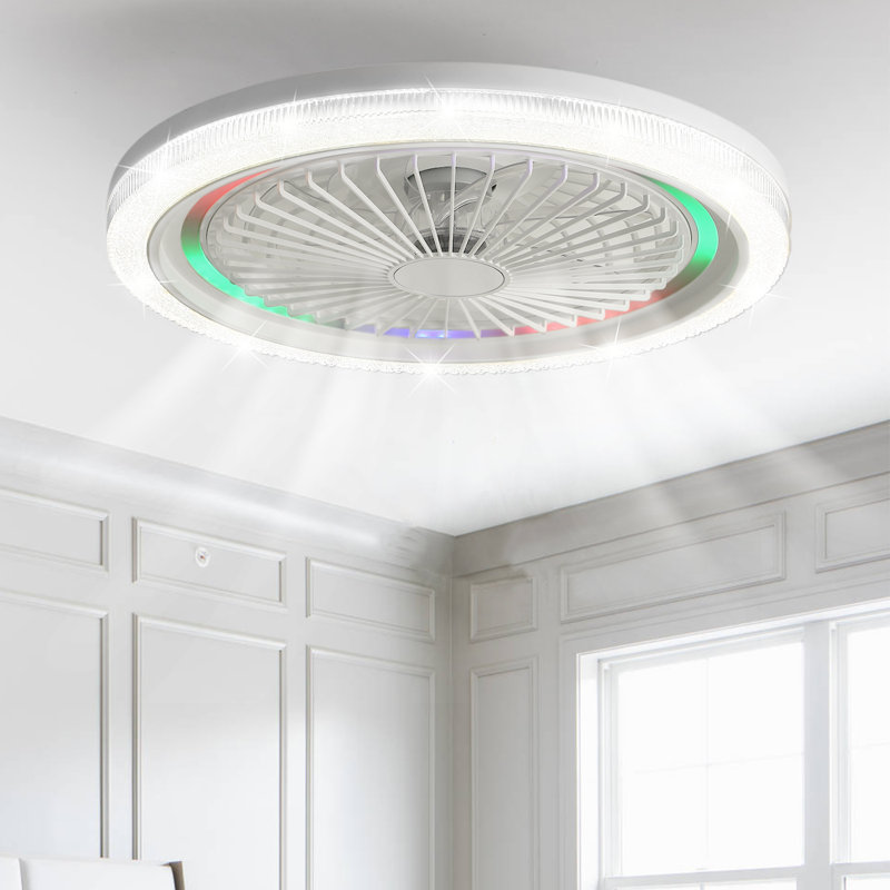 Makaiyla 20" Flush Mount Ceiling Fan Lights With RGB LED and Remote&App Control