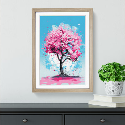 Cherry Blossom Tree Pop - Single Picture Frame Print on Wood
