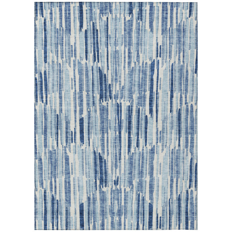 Neysa Flatweave Washable Striped Indoor / Outdoor Rug, Rectangle 3' x 5'
