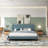 75.9'' W King Size Upholstered Platform Bed with Velvet Fabric & Square Tufted Headboard, Blue-1578582505