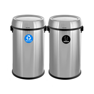 Poubelle de recyclage en acier inoxydable 17 gallons et compost poubelle avec couvercle pivotant
