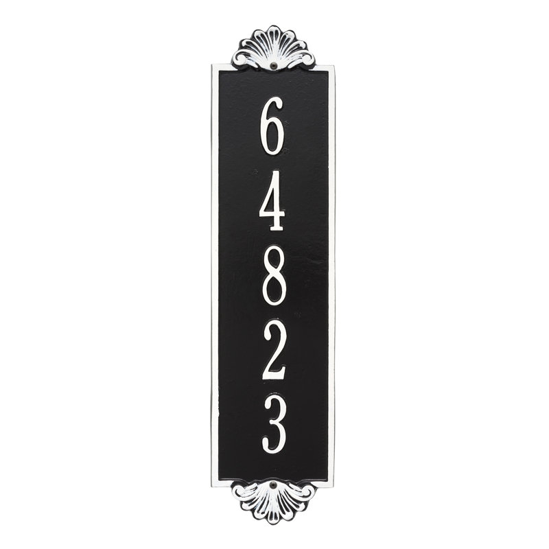 Plaque d'adresse murale personnalisée sur 5 lignes Shell, Oui, Noir / Blanc