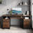 Luing 59'' Executive Desk with 2 File and Storage Drawers, Computer Writing Desk with Keyboard Tray and 2 Open Compartments for Home Office-499855736