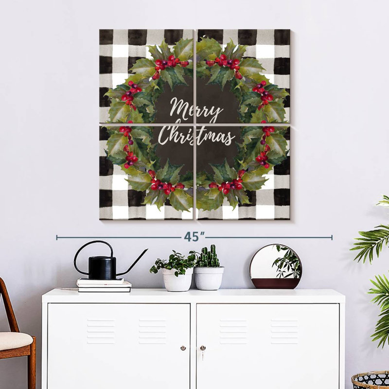 Couronne de Noël à carreaux Lelend Buffalo, H 32 po x l 32 po
