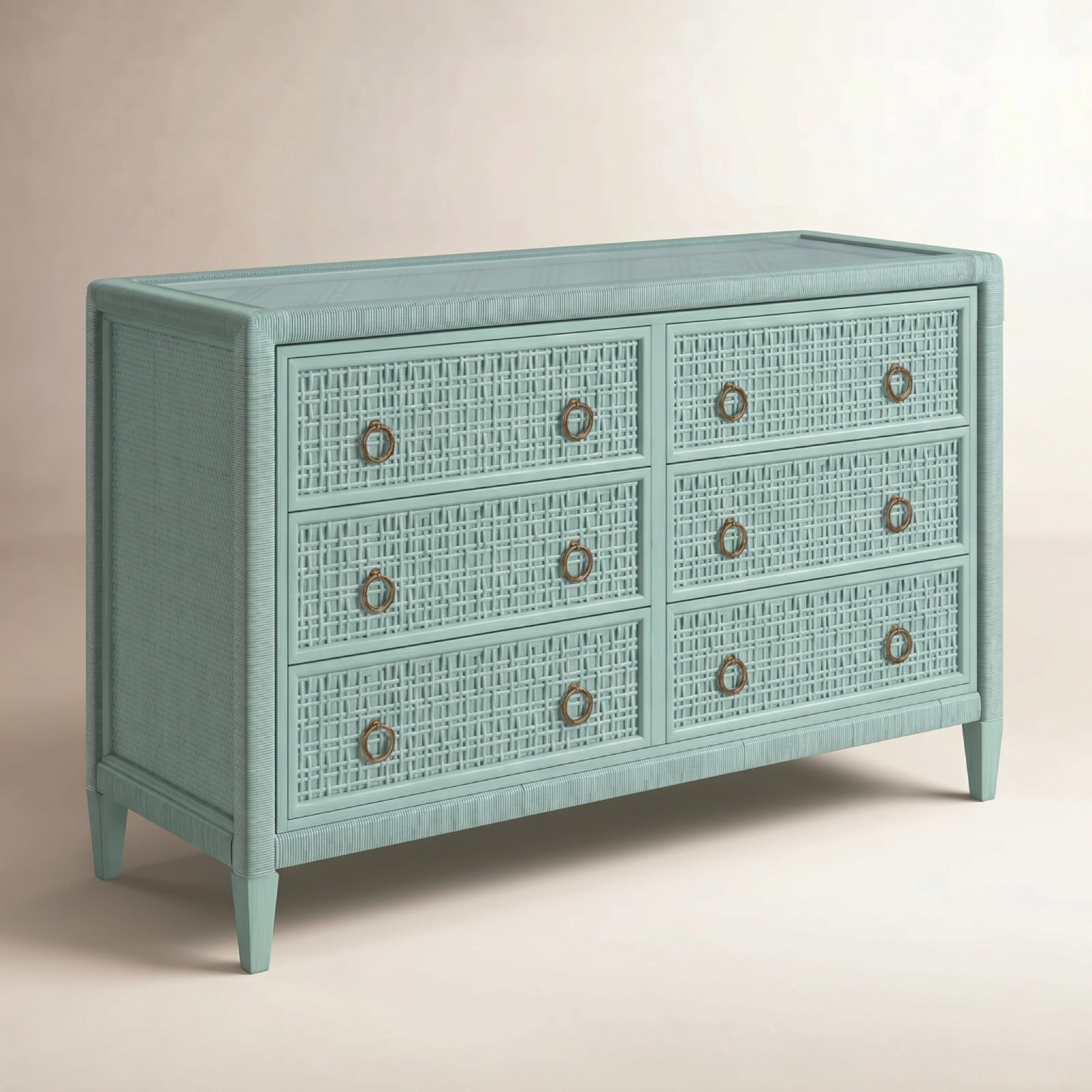 Monterey 6 Drawer 54'' W Dresser, Celery, Yes, Brass