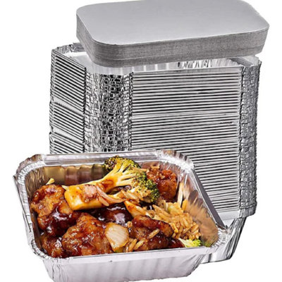 Disposable Aluminum 1Lb Oblong Pan 5.5" x 4" With Board Lids