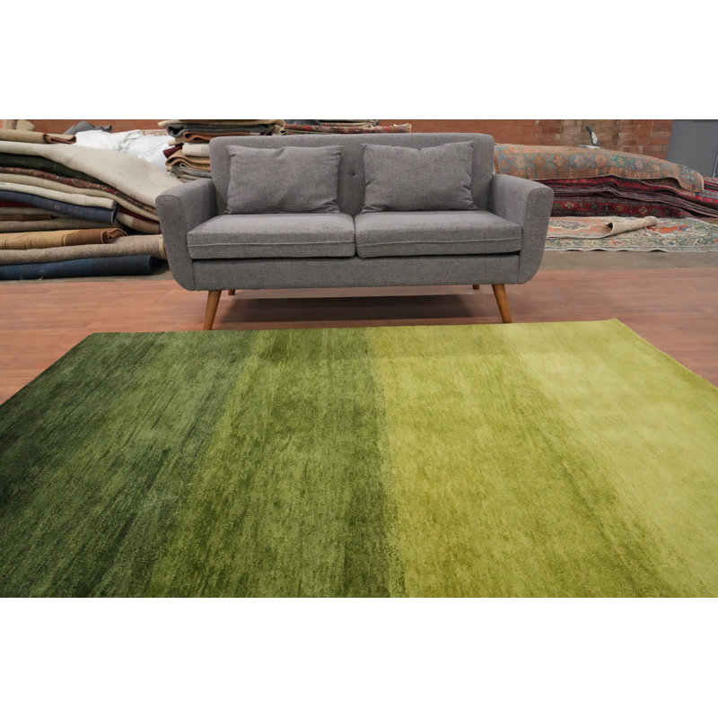 Tapis vert polyvalent de style Gabbeh 6 x 8 parfait pour les espaces de vie