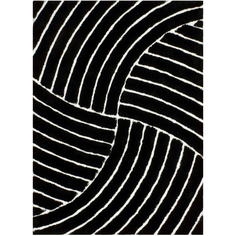 Tapis noirs modernes Handcraft Rugs 3-D-800 5 pi x 7 pi, Rectangle 7 pi 5 po x 10 pi 4 po