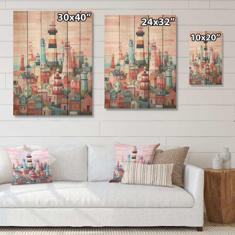 Minimalisme, phares cubiques I, art mural en bois sur bois de pin naturel, H 40 po x l 30 po