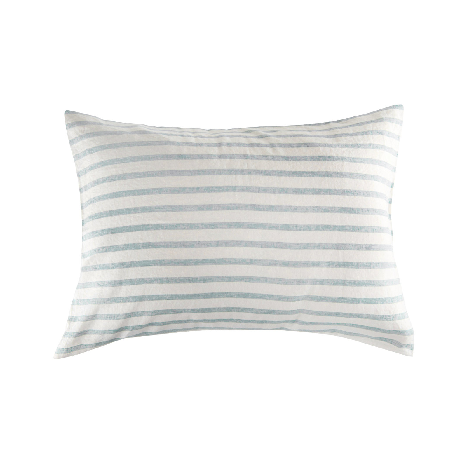 100% French Linen Pillowcase Set, King Pillowcase, Cream/Wave Striped